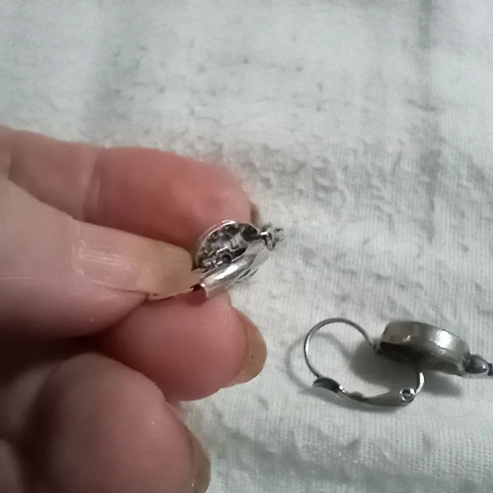 Vintage silver and blue stone clip-on earrings